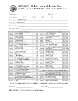2015-2016 Online Course Selection Sheet