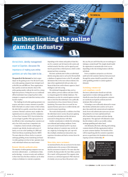 Authenticating the online gaming industry