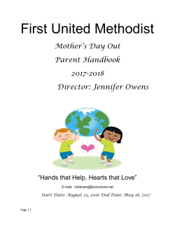 2018 MDO Parent Handbook - First United Methodist Church Clovis