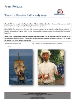 Press Release The &laquo; La Fayette Ball &raquo; odyssey