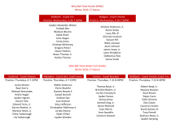 Bitty Ball Team Roster - Village of Park Forest