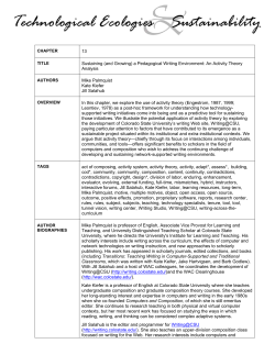 An Activity Theory Analysis Mike Palmquist Kate Kiefer Jill Salah