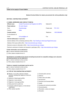 EN Tender for the supply of Frozen Rabbits National Contract Notice