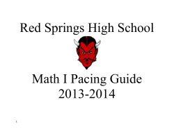 Math 1 Pacing Guide