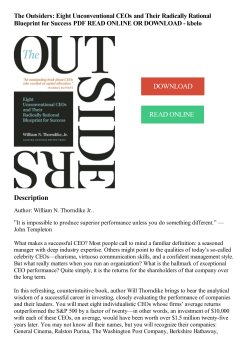 The Outsiders: Eight Unconventional CEOs and Their