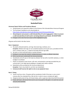 Intramural Sports Policies and Procedures Manual