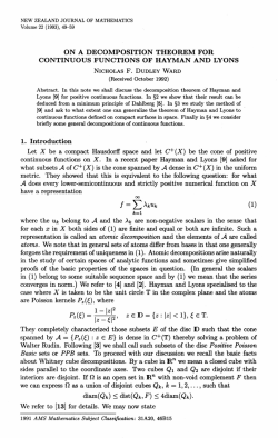 ON A DECOMPOSITION THEOREM FOR CONTINUOUS