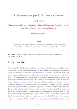 A &rdquo;three sentence proof&rdquo; of Hansson`s theorem