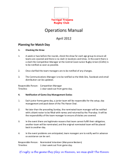Operations Manual - Terrigal Rugby Club