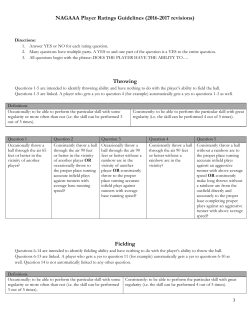 NAGAAA Player Ratings Guidelines (2016-2017 revisions