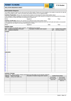 Plant Isolation Isolation Sequence Sheet