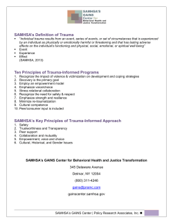 SAMHSA`s Definition of Trauma Ten Principles of