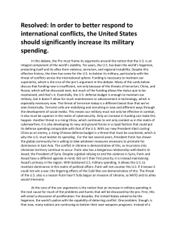 In order to better respond to international conflicts, the United States