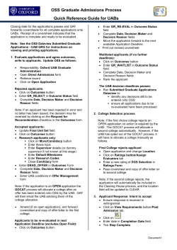 OSS Graduate Admissions Process Quick Reference Guide for UABs