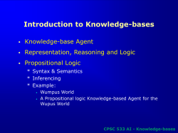 CPSC 533 AI - Knowledge-bases Propositional Logic