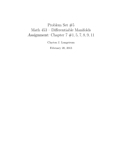 Problem Set #5 Math 453 &ndash; Differentiable Manifolds Assignment