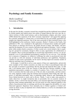 Psychology and Family Economics