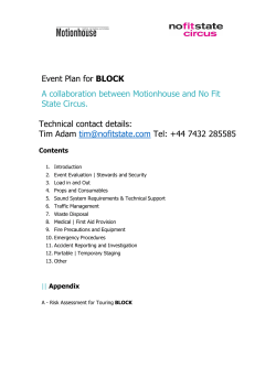 Event Plan for BLOCK A collaboration between Motionhouse and