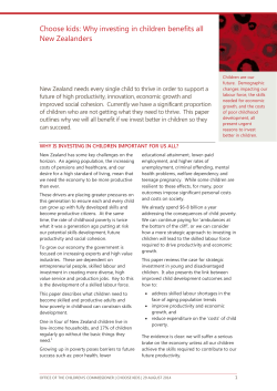 Choose kids: Why investing in children benefits all New Zealanders