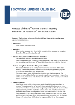 AGM 2017 - Toowong Bridge Club