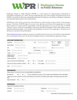 Applicant Information - Washington Women in Public Relations