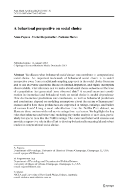 A behavioral perspective on social choice