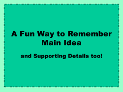 A Fun Way to Remember Main Idea