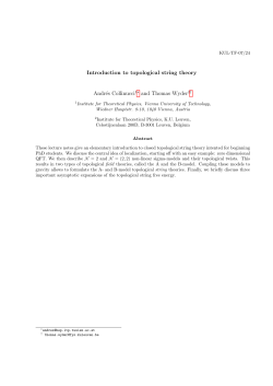 Introduction to topological string theory Andr&eacute;s Collinucci1