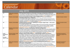 Professional Development Calendar of Events