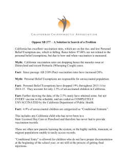Oppose SB 277 &ndash; A Solution in Search of a Problem California has