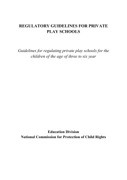 REGULATORY GUIDELINES FOR PRIVATE PLAY SCHOOLS
