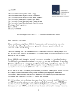 AWB sent a letter today - Association of Washington Business