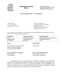 ASSESSMENT REVIEW BOARD NOTICE OF DECISION NO. 0098