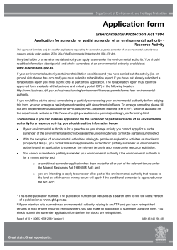 Application for surrender or partial surrender of an environmental