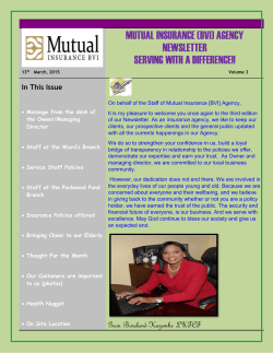 March 15 Newsletter - Mutual Insurance BVI
