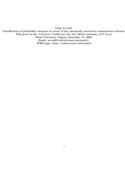 Luigi Accardi Classification of probability measures in terms of the