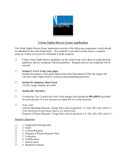 Urban Nights Denver Grant Application