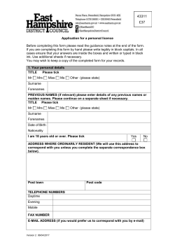 Application for a Personal Licence