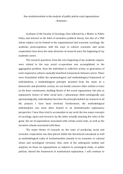 Neo-institutionalism in the analysis of public policies and