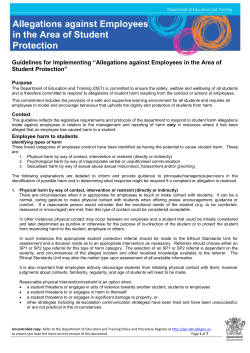 Allegations against employees in the areas of student protection