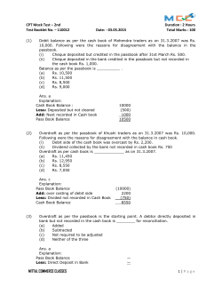 CPT Mock Test &ndash; 2nd Duration : 2 Hours Test Booklet No. &ndash; 110012