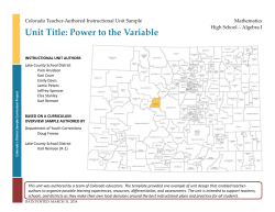 Power to the Variable - Colorado Department of Education