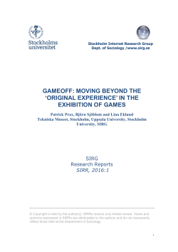 moving beyond the `original experience` in the exhibition of games