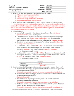Perfectly Competitive Markets KEY