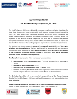 Application guidelines For Business Startup Competition for Youth
