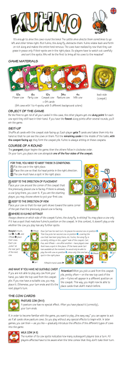 game materials object of the game seit up the cow