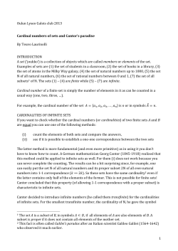 Oulun Lyseo Galois club 2013 Cardinal numbers of sets and