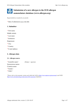 New Allergen Submission Form