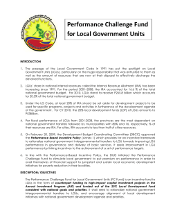 Performance Challenge Fund for Local Government Units