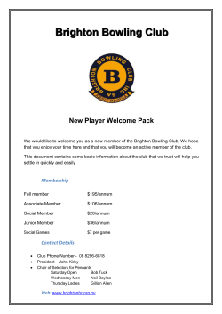 Brighton Bowling Club New Player Welcome Pack